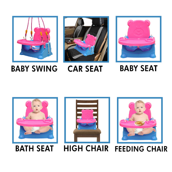 Goyal's 6-in-1 Multipurpose Booster Seat Swing Kids Feeding High Chair with Long Hook Ropes