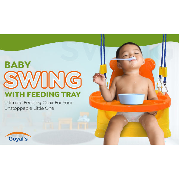 Goyal's 6-in-1 Multipurpose Booster Seat Swing Kids Feeding High Chair with Long Hook Ropes