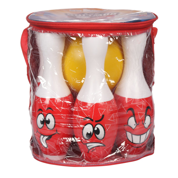 Goyal's Big Size Bowling Set with 6 Big Pins and 1 Easy Insert Finger Ball Toy for Kids in Carrying Bag