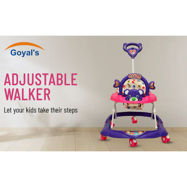 Goyal's Teddy Baby Adjustable Walker - Music & Rattles with Parental Handle