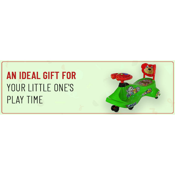 Goyal's Kartoon Face Musical Free Wheel Swing and Twist Magic Car With Back Support