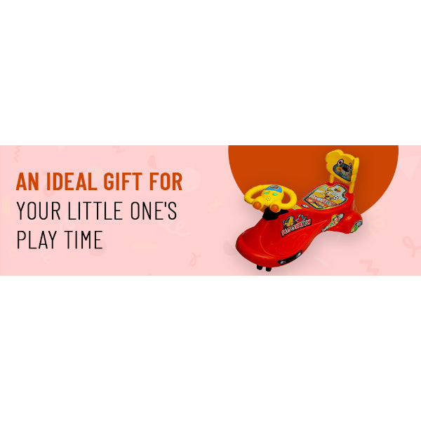 Goyal's Kartoon Face Musical Free Wheel Swing and Twist Magic Car With Back Support