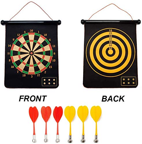 Goyal's High Magnetic Power with Double Sided Portable & Foldable Dart Game with Colorful 4 Magnetic Darts for Kids - 18 Inches