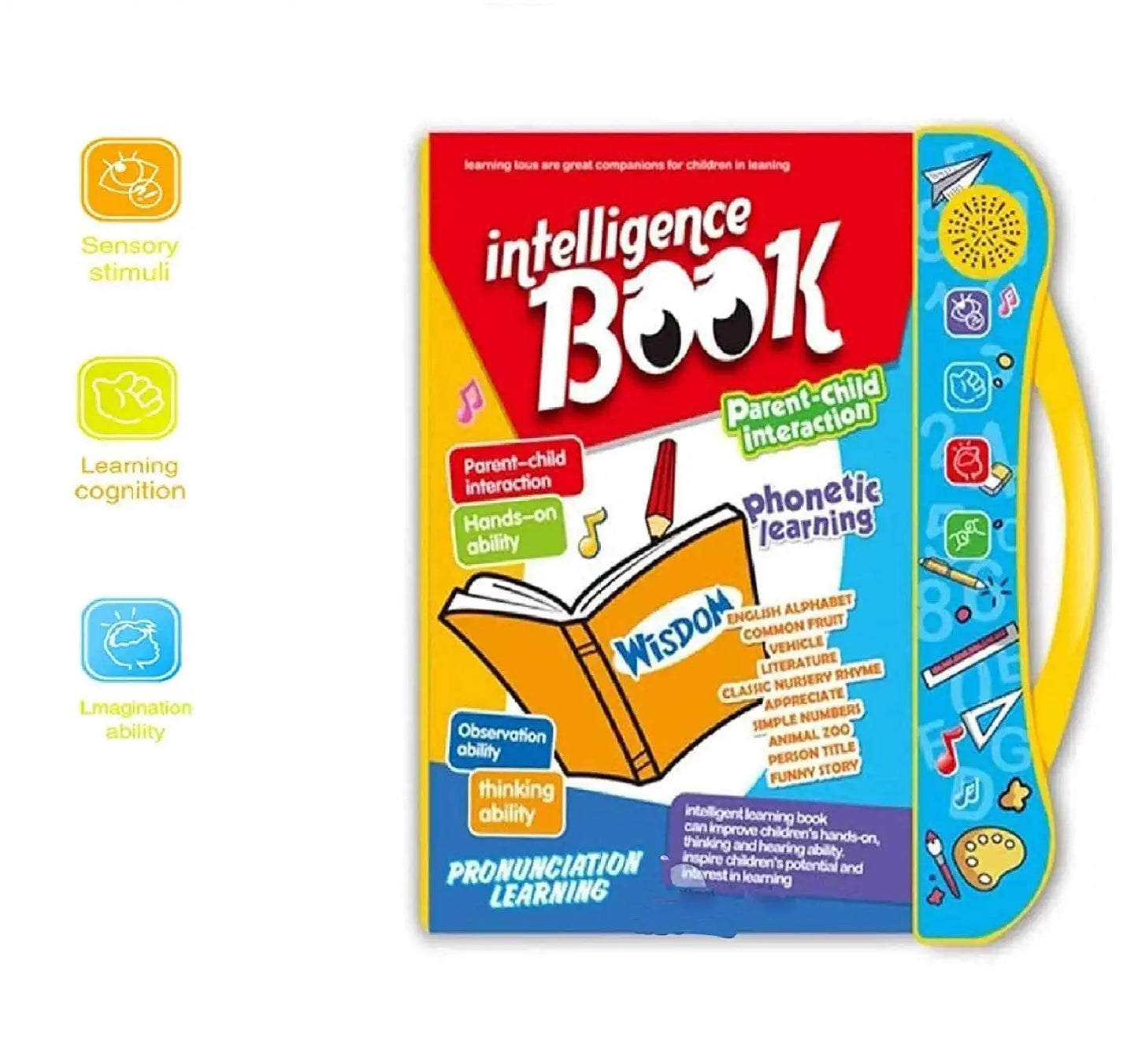 Goyal's Intelligence Book Sound Book for Children, English Letters & Words Learning Book, Fun Educational Toys. Activities with Numbers, Shapes Learning Book for Toddlers