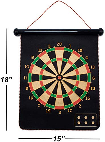 Goyal's High Magnetic Power with Double Sided Portable & Foldable Dart Game with Colorful 4 Magnetic Darts for Kids - 18 Inches