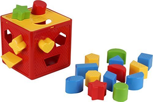 Goyal's Jumbo Size Baby Blocks Shape Sorter Toy - Children's Blocks Includes 18 Shapes - Color Recognition Shape Toys with Colorful Sorter Cube Box for Baby Boys & Girls - Multicolor