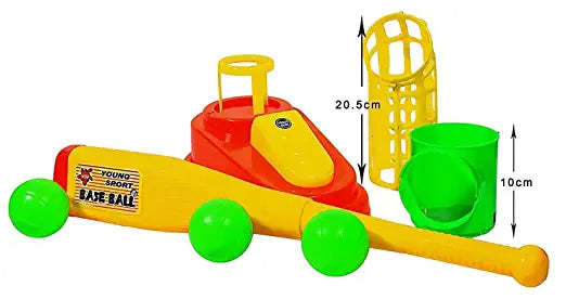 Goyal's Automatic Plastic Pitcher Power Shot Game, Unbreakable, Includes 1 Bat, 3 Balls