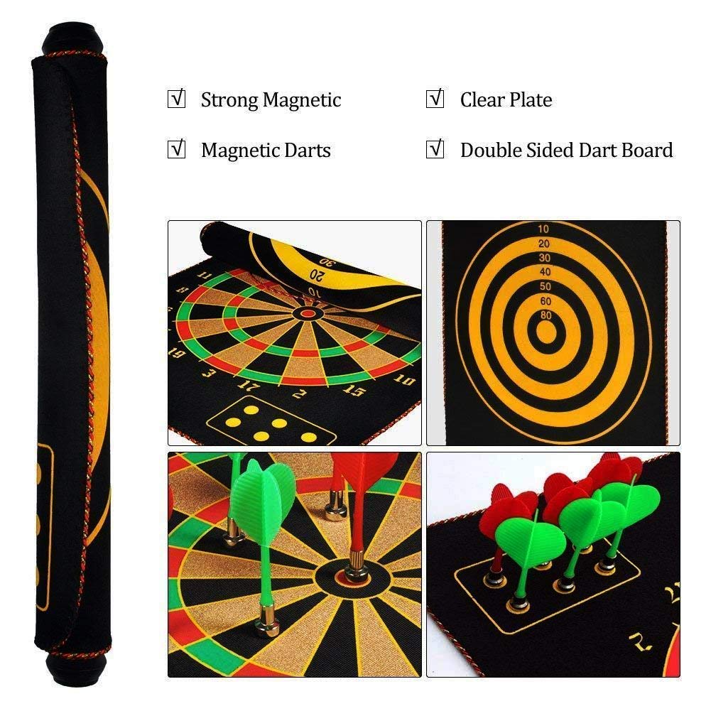 Goyal's High Magnetic Power with Double Sided Portable & Foldable Dart Game with Colorful 4 Magnetic Darts for Kids - 18 Inches