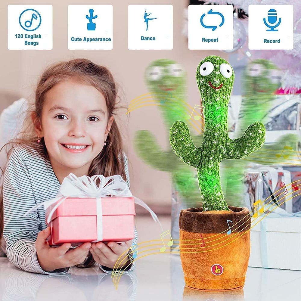 Goyal's Dancing Cactus Talking Toy, Wriggling, Singing & Repeating What You Say, Funny Education Toy for Babies & Kids - Green