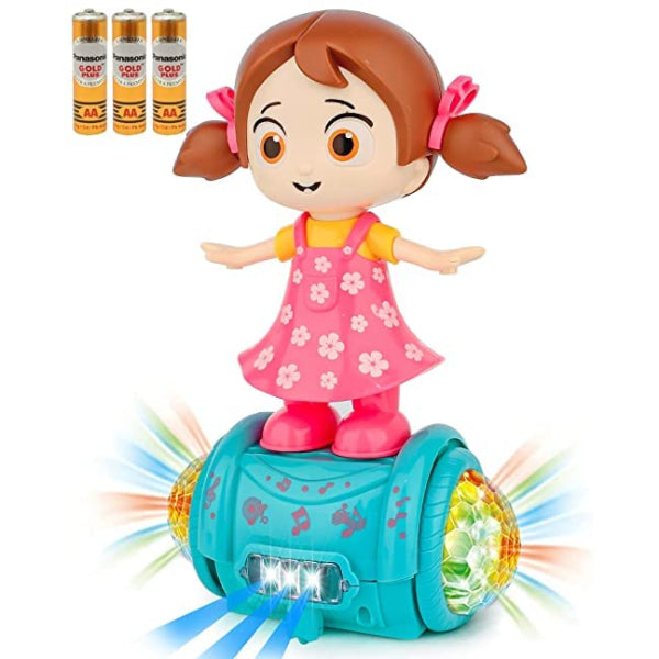 Goyal's 360 Degree Rotating Musical Dancing Revolv Girl Doll Toy with Attractive Multi Color Flashing Lights