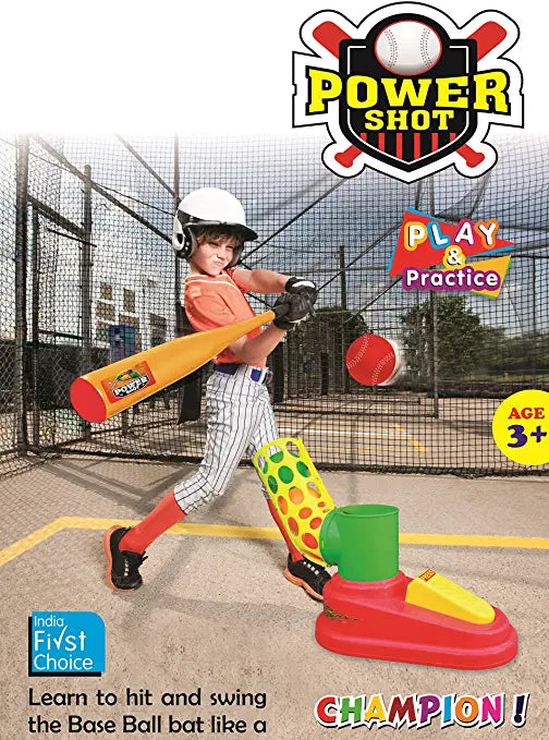 Goyal's Automatic Plastic Pitcher Power Shot Game, Unbreakable, Includes 1 Bat, 3 Balls