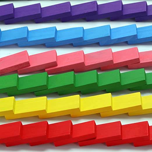 Goyal's 120 PCS, 12 Colors Bulk Wooden Domino Blocks - Building Block Tile Game Racing Educational Toy for Kids Birthday Party