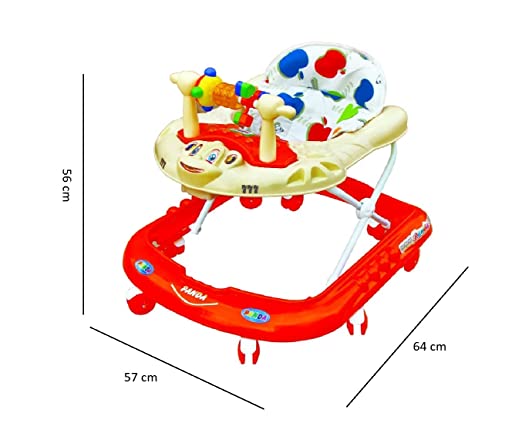 GOYAL'S Monkey Baby Walker - Music & Light Function with Adjustable Height (Red)