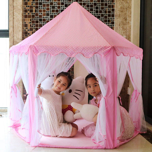 Goyal's Baby Kids Dream Castle Theme Play Tent House for Children Play Indoor Outdoor Games, Big Size 1-10 Years (Pink)