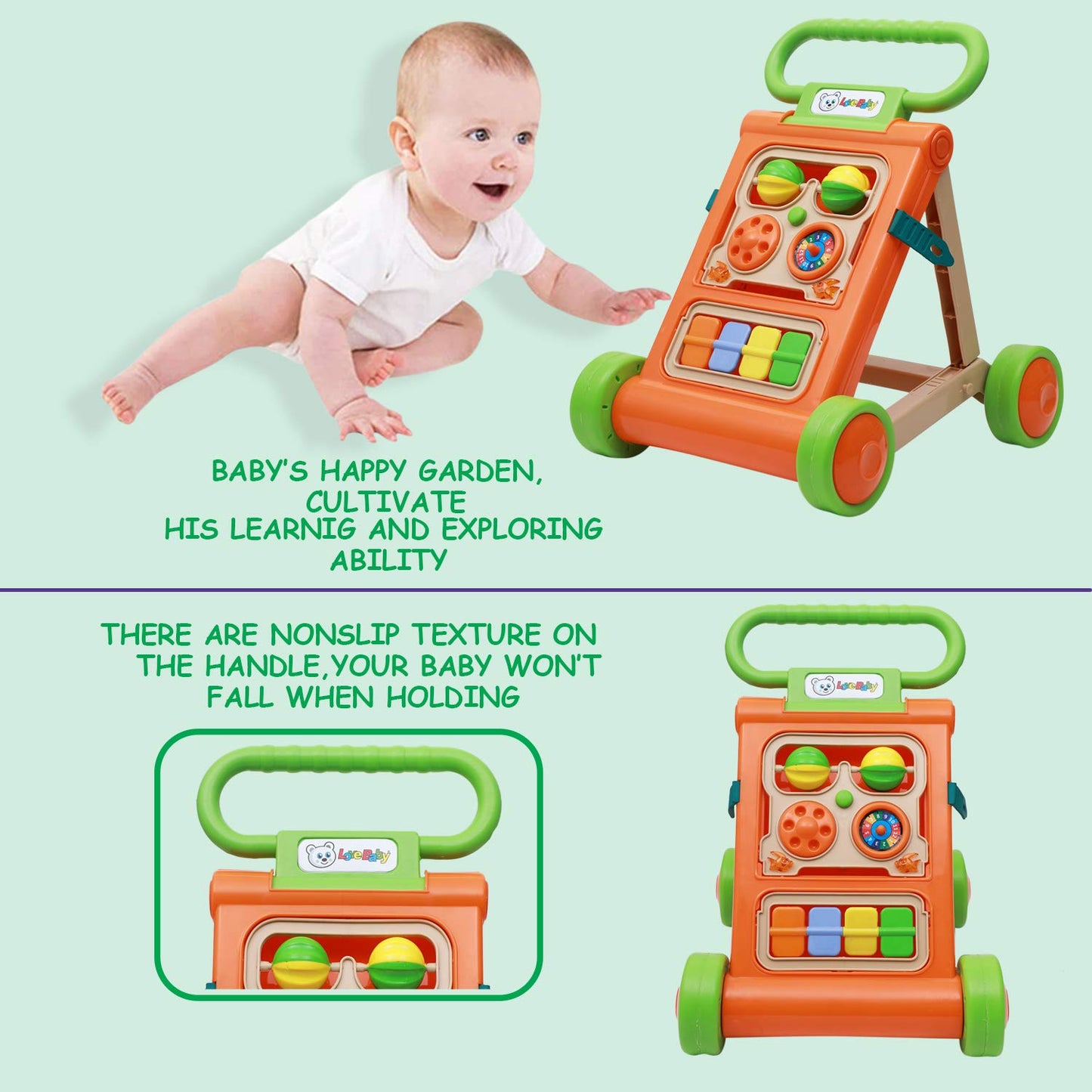 Goyal's Baby Activity Walker - Toddler Learning Toys for 6 Months -15 Months Old (Orange)