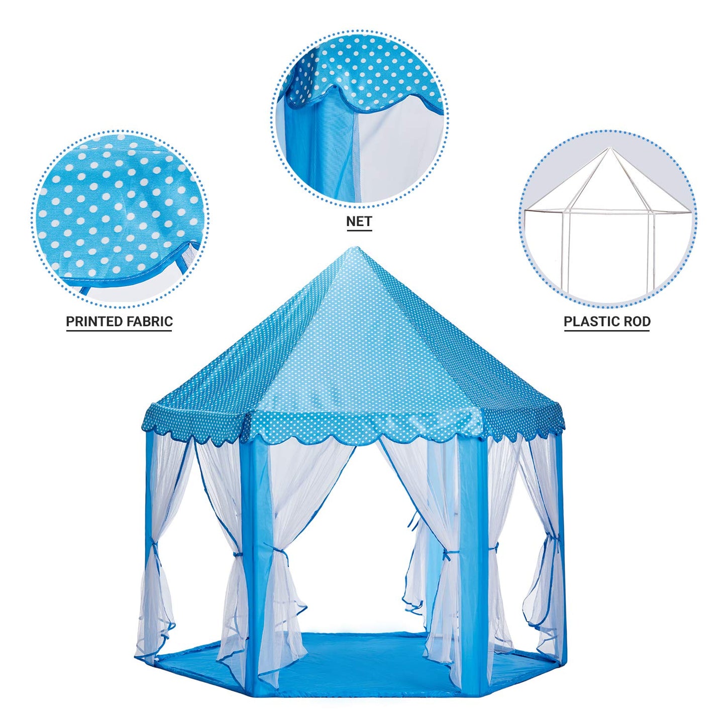 Goyal's Baby Kids Dream Castle Theme Play Tent House for Children Play Indoor Outdoor Games, Big Size 1-10 Years (Blue)