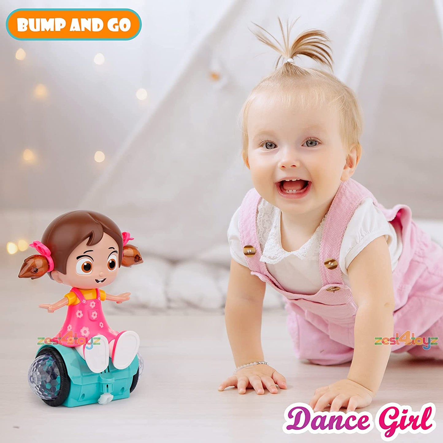 Goyal's 360 Degree Rotating Musical Dancing Girl Doll Toy with Attractive Multi Color Flashing Lights (Sit Girl)