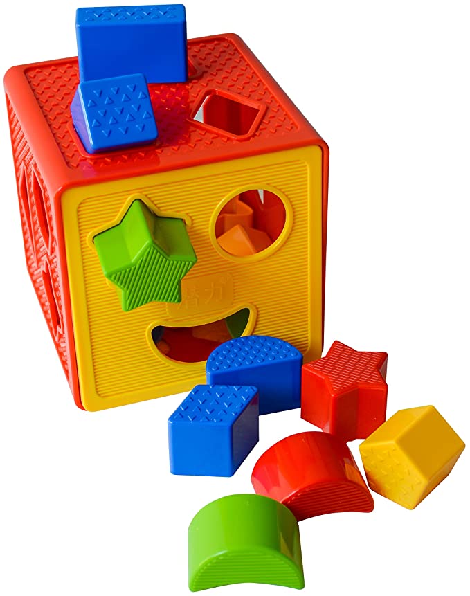 Goyal's Jumbo Size Baby Blocks Shape Sorter Toy - Children's Blocks Includes 18 Shapes - Color Recognition Shape Toys with Colorful Sorter Cube Box for Baby Boys & Girls - Multicolor