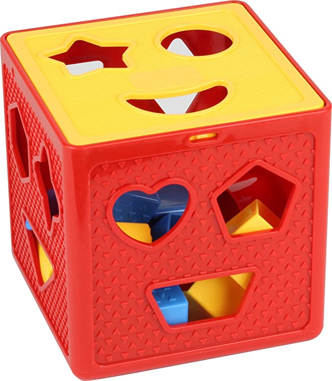 Goyal's Jumbo Size Baby Blocks Shape Sorter Toy - Children's Blocks Includes 18 Shapes - Color Recognition Shape Toys with Colorful Sorter Cube Box for Baby Boys & Girls - Multicolor