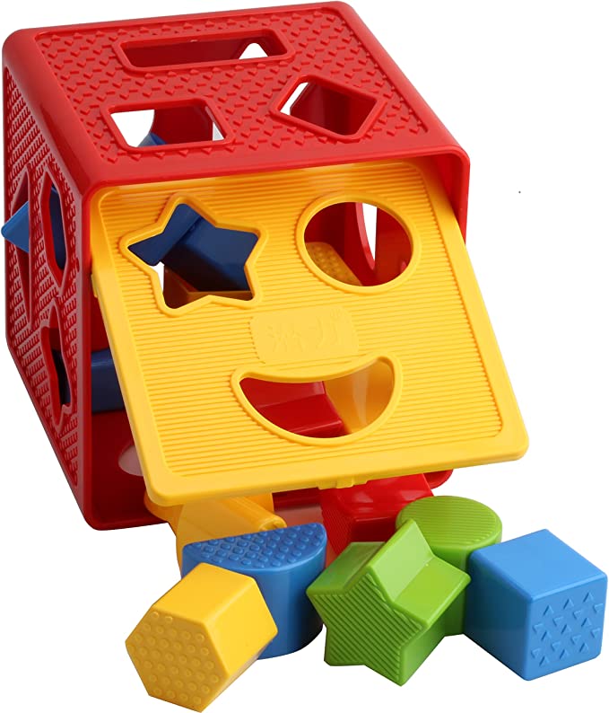 Goyal's Jumbo Size Baby Blocks Shape Sorter Toy - Children's Blocks Includes 18 Shapes - Color Recognition Shape Toys with Colorful Sorter Cube Box for Baby Boys & Girls - Multicolor