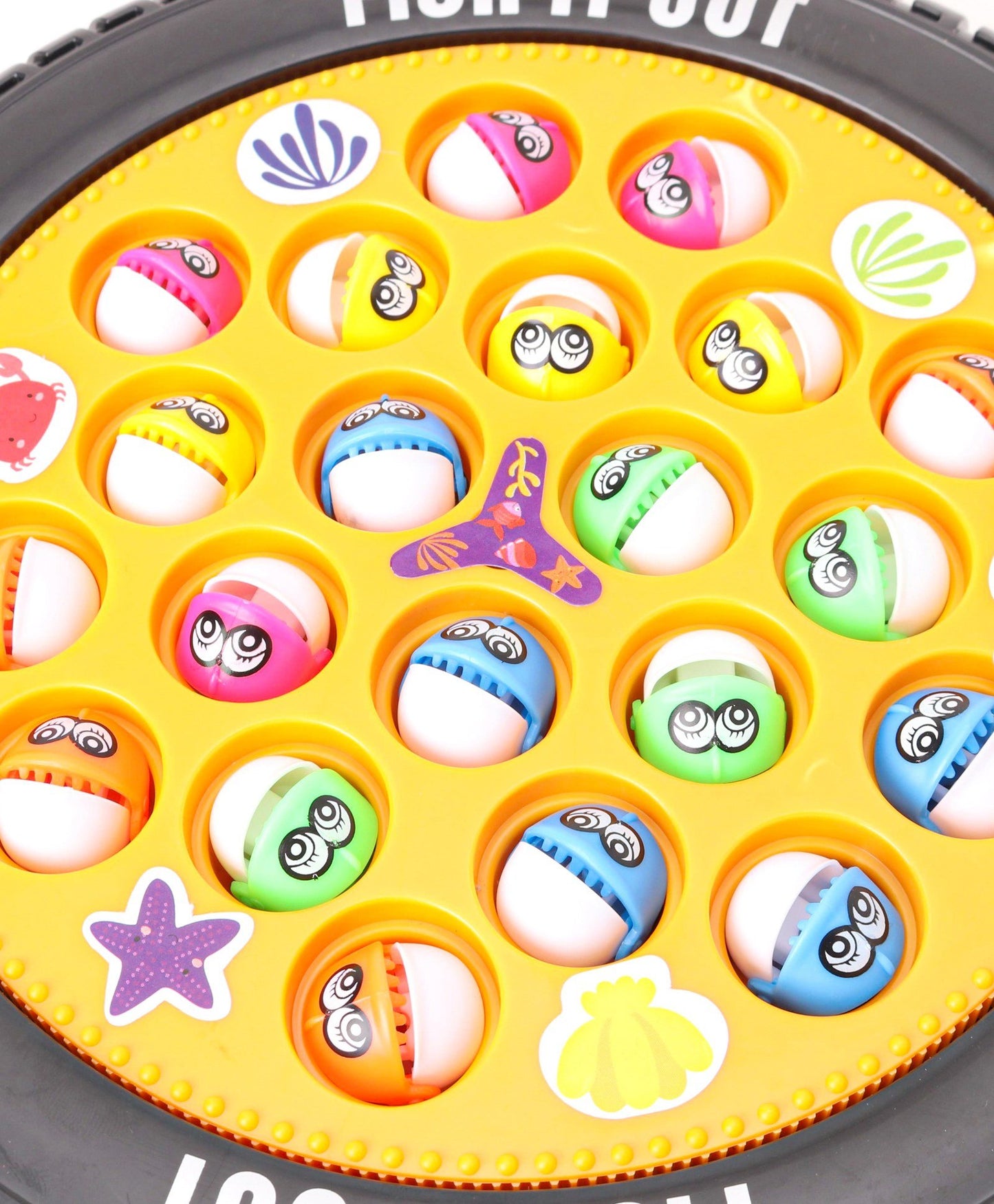 Goyal's Magnetic Musical Round Tyre Rotating Fishing Fish Catching Game Toy with 21 Fishes and 4 Pods (Black)