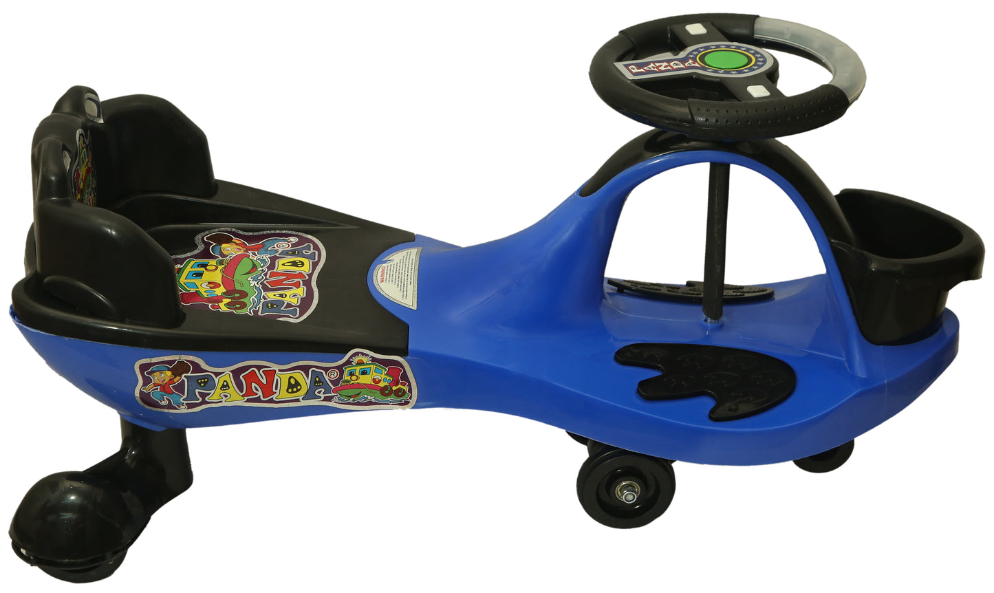 Goyal's Basket & Back Support Multi Designs Musical Free Wheel Swing and Twist Magic Car - Black & Blue
