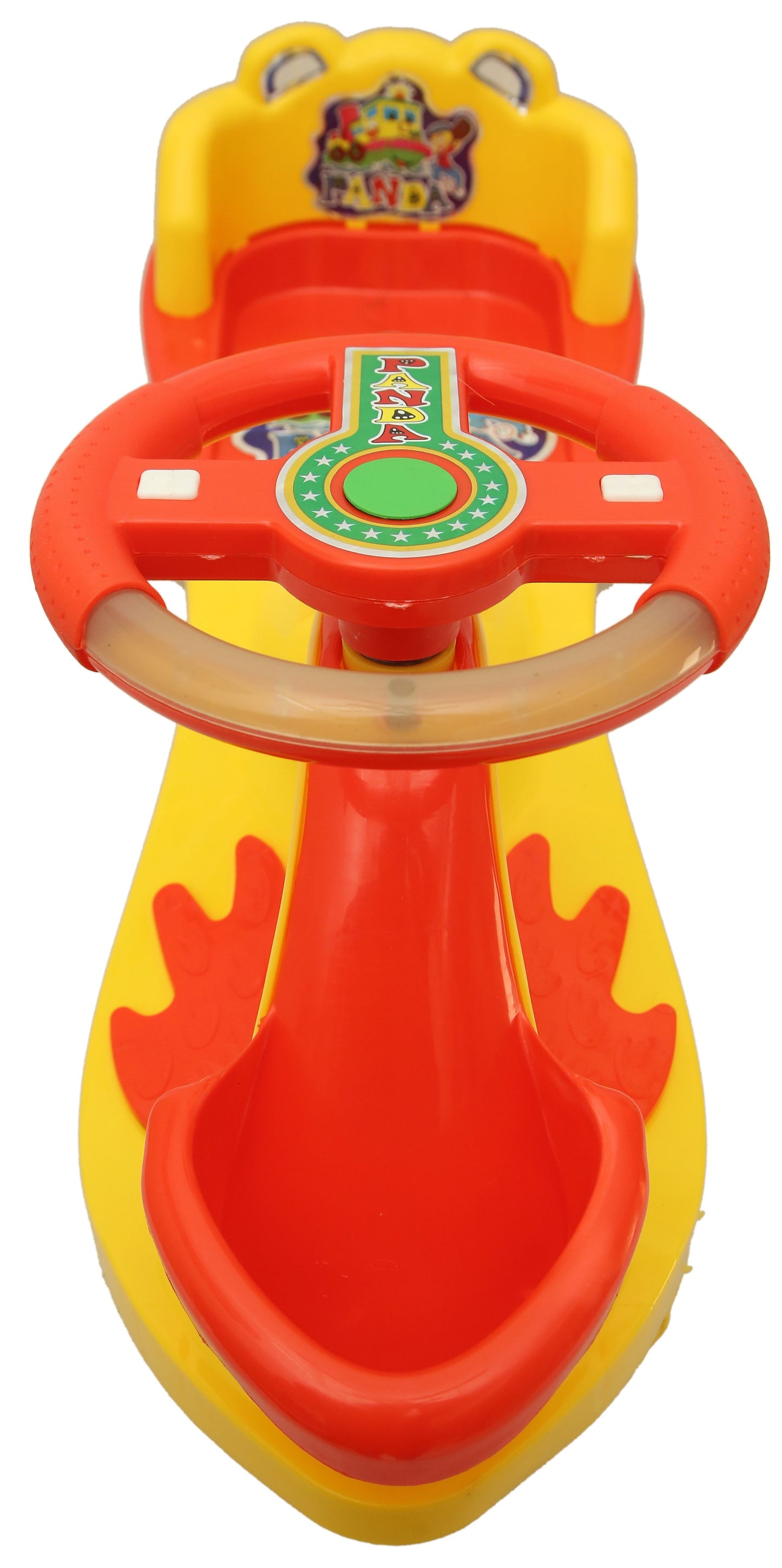 Goyal's Basket & Back Support Multi Designs Musical Free Wheel Swing and Twist Magic Car - Yellow