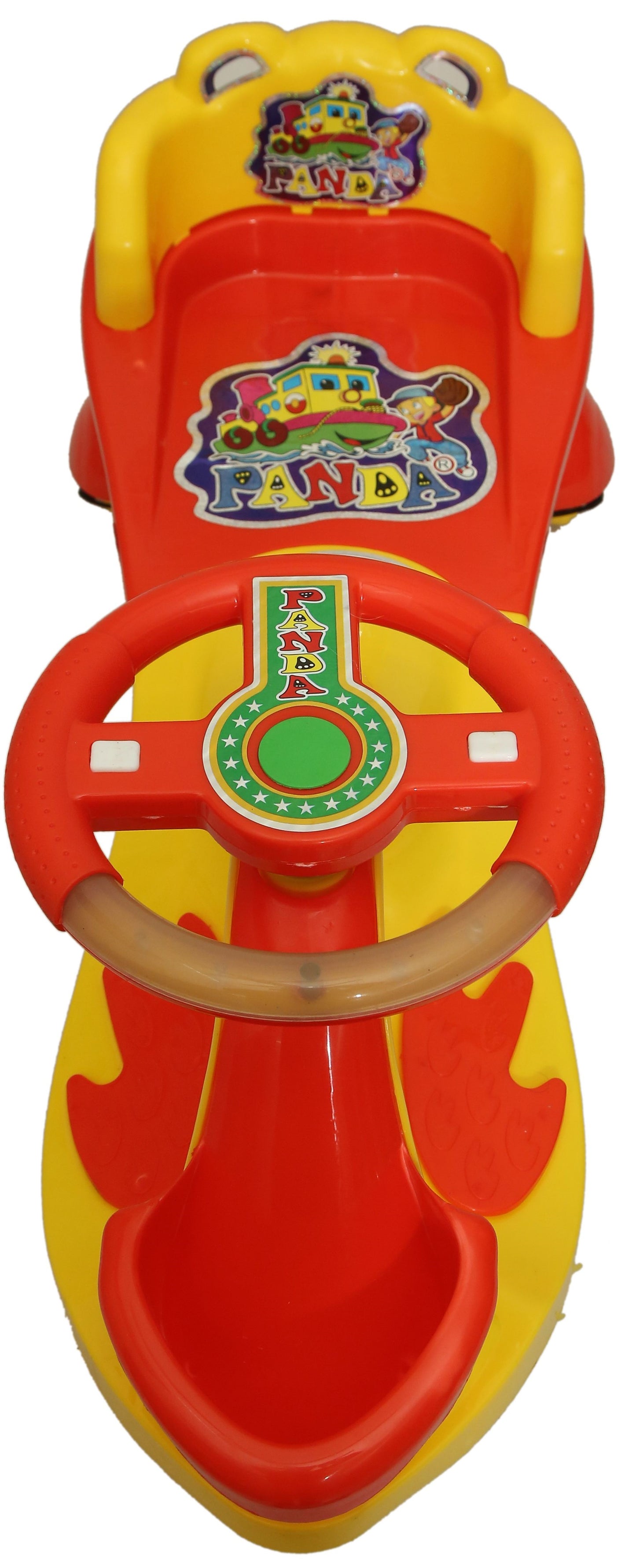 Goyal's Basket & Back Support Multi Designs Musical Free Wheel Swing and Twist Magic Car - Yellow