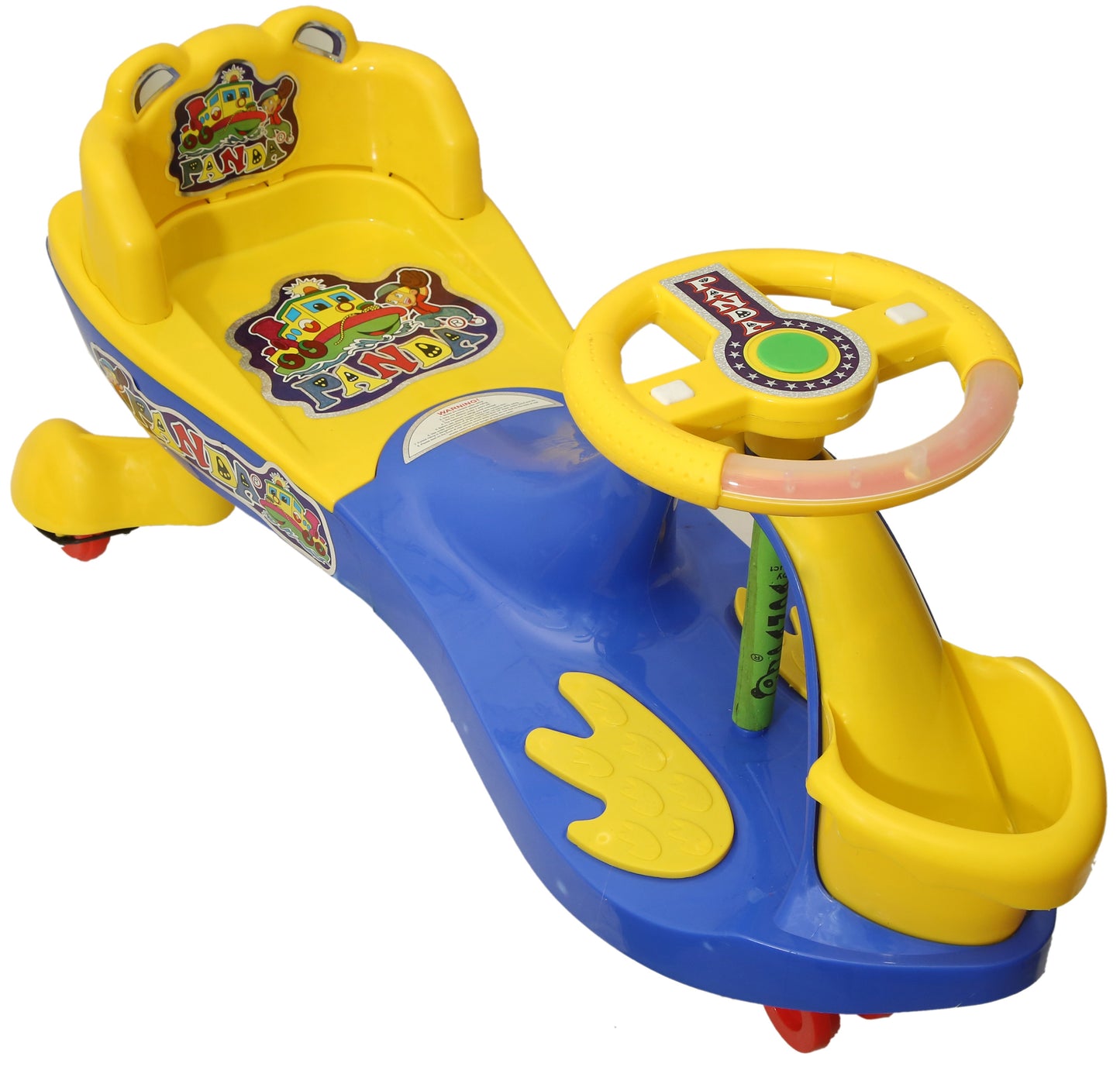 Goyal's Basket & Back Support Multi Designs Musical Free Wheel Swing and Twist Magic Car - Blue & Yellow