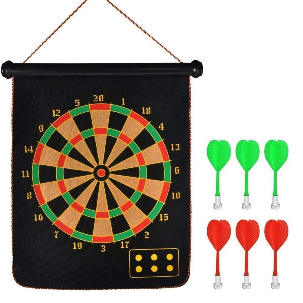 Goyal's High Magnetic Power with Double Sided Portable & Foldable Dart Game with Colorful 4 Magnetic Darts for Kids - 18 Inches