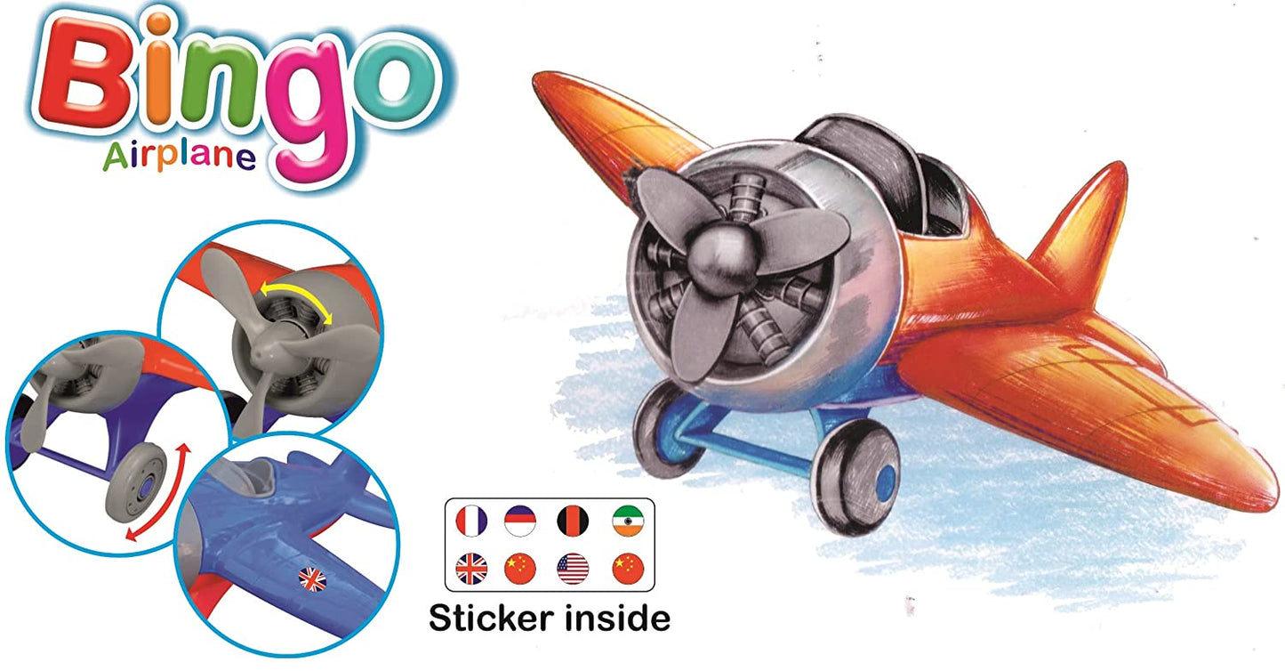 Goyal's Bingo Airplane Toys - BPA Free, Aero Plane for Improving Aeronautical Knowledge of Children - No Metal Axle, No Nut Used, No Sharp Edges, Safe Toy for Kids - Blue