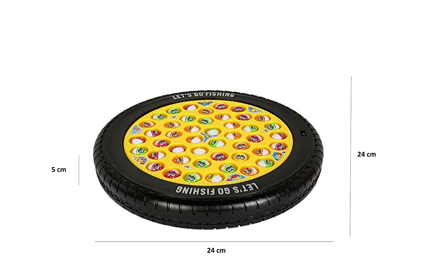 Goyal's Magnetic Musical Big Round Tyre Rotating Fishing Fish Catching Game Toy with 45 Fishes (Multi-Color)