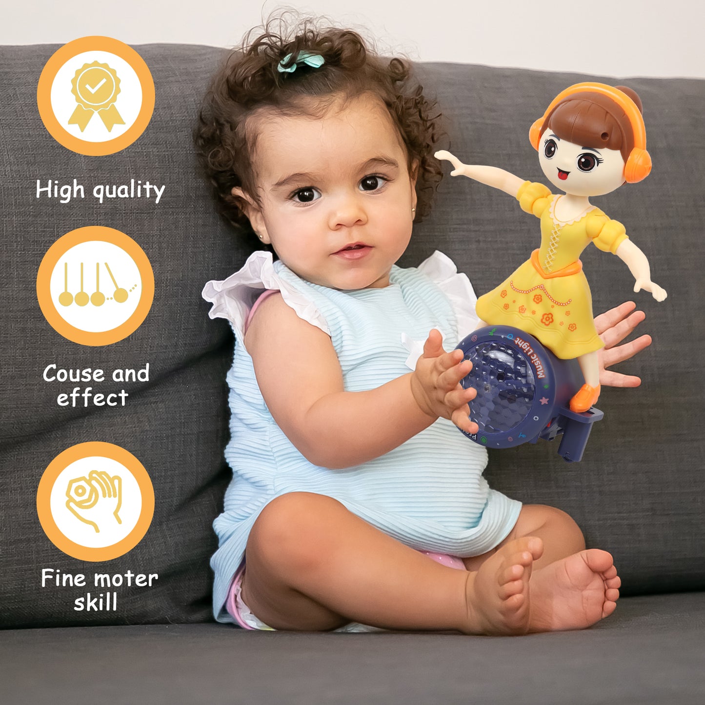 Goyal's 360° Rotating Musical Dance Study Girl Party All Night Toy with Attractive Multi Color Flashing Lights (Party Doll)