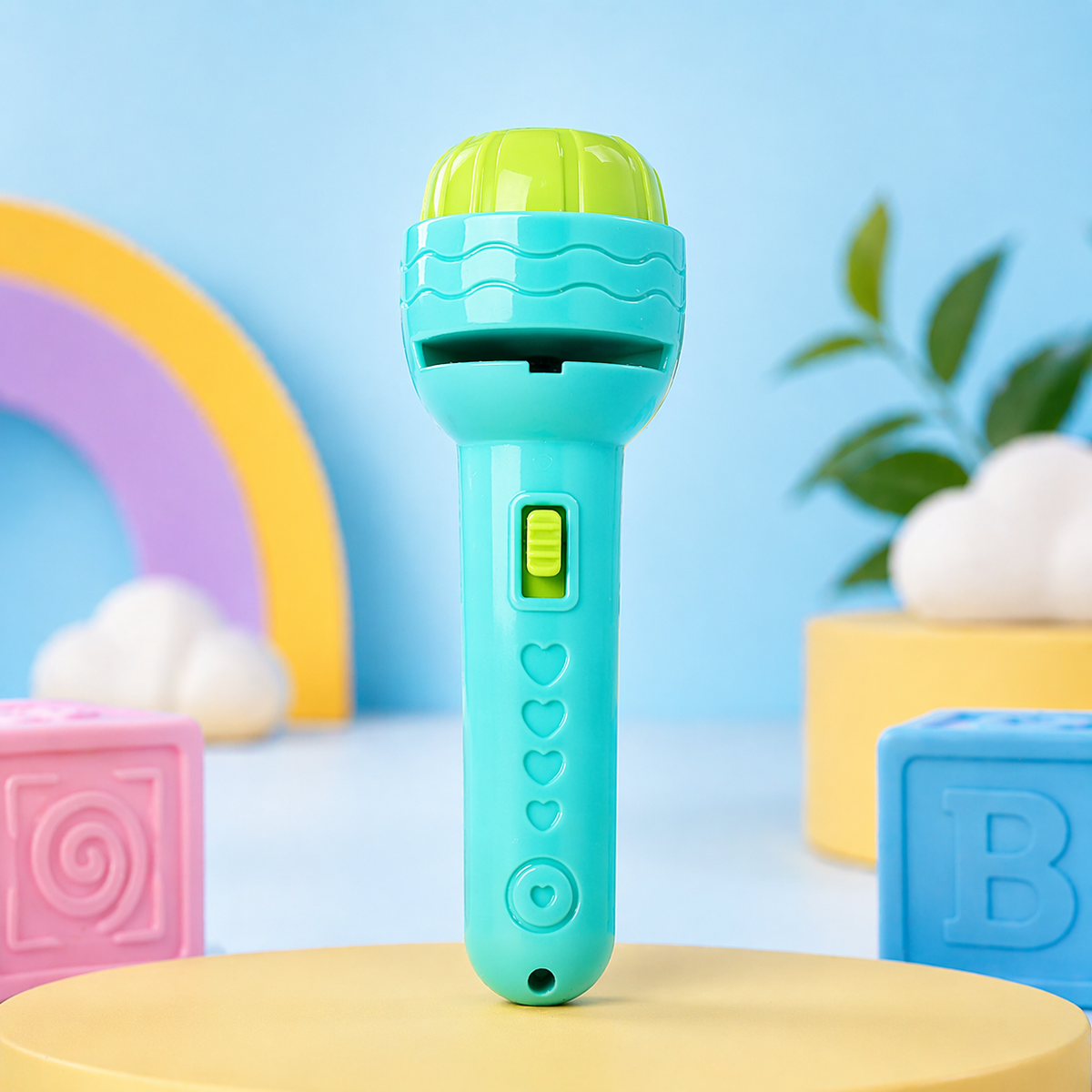 Goyal's 3-Slide Projector Flashlight Torch for Kids | 24 Picture Patterns with ABC Alphabets, Animals & Fruits | Educational Image Projector & Night Flashlight | Random Colour