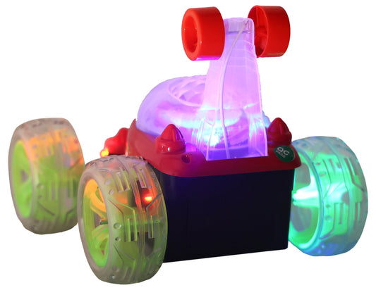 Refurbished-  Goyal's Remote Control Rechargable Acrobatic 360° Twisting Stunt Car with Music & Lights for Kids 3 Years & Above - Multicolor (Big Stunt Car)