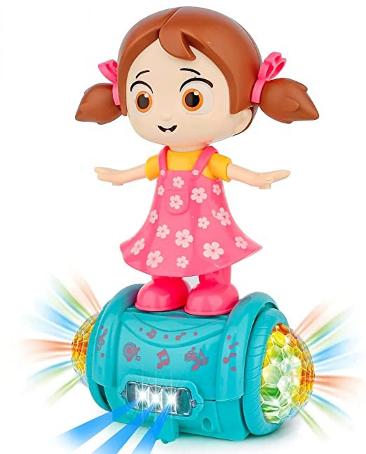 Goyal's 360 Degree Rotating Musical Dancing Girl Doll Toy with Attractive Multi Color Flashing Lights (Sit Girl)