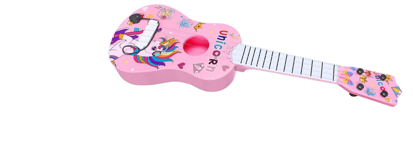 Goyal's Unicorn Horse Design Natural Guitar Toy 4 Strings Early Educational Instruments Musical Gift Instruments Toys for Kids Toddlers Year of 3+