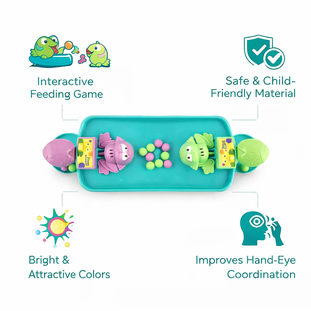 Goyal's 2-Player Hungry Frog Game for Kids | Funny Frog Bean Eating Family Board Game | Fast Button Pressing Reaction & Strategy Game | No Batteries Required | Multicolour