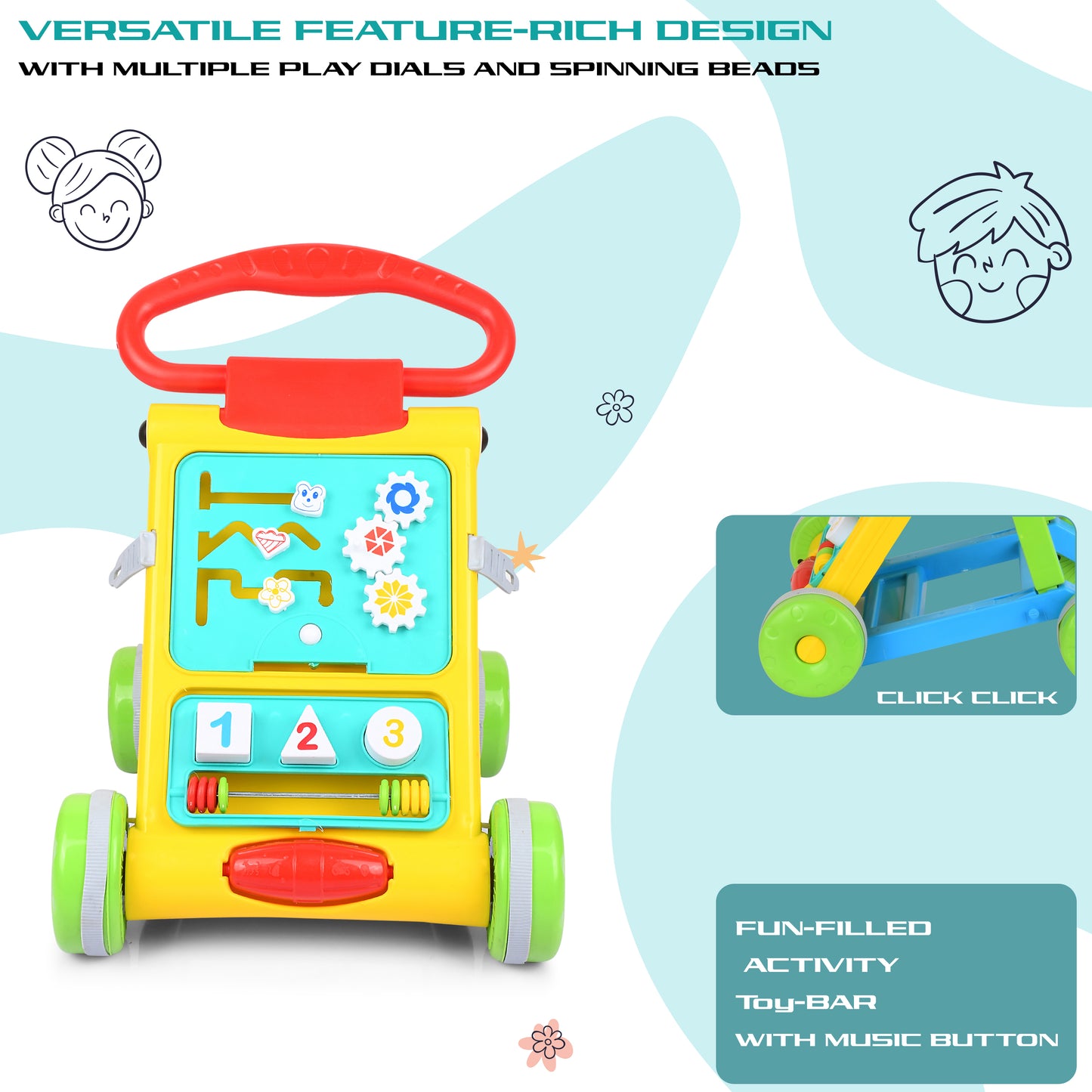 Goyal's Baby Activity Walker - Toddler Learning Toys for 6 Months -15 Months Old (Yellow)