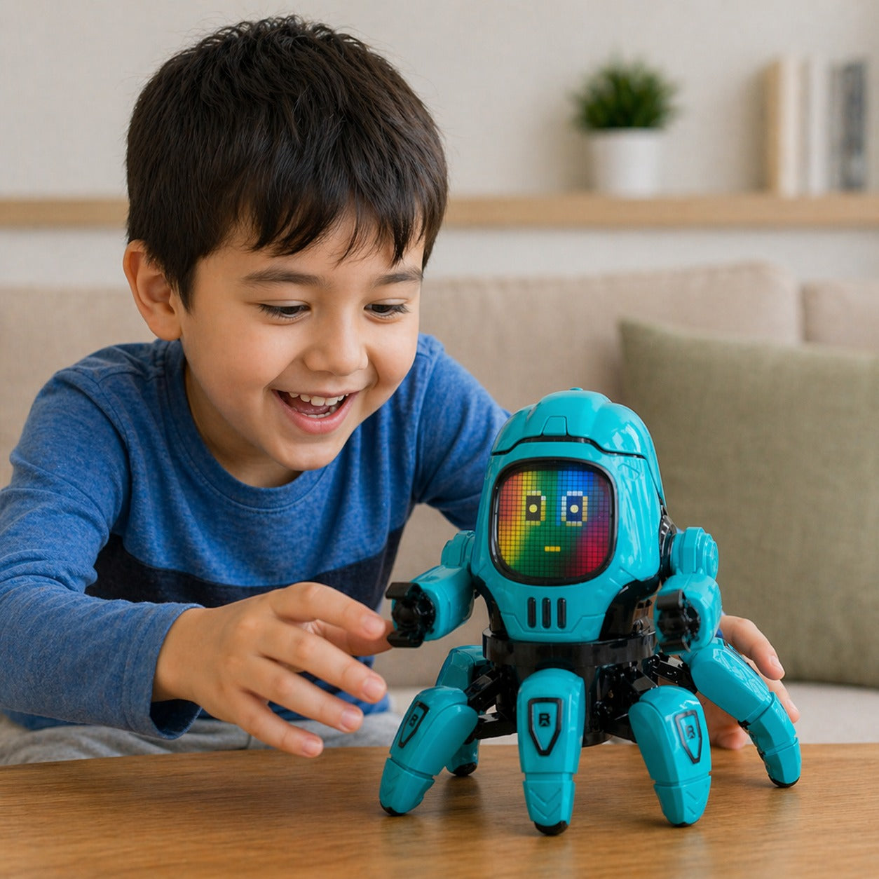 Goyal’s Dancing Six Claw Robot Toy with Music & LED Lights | Interactive Moving Robot for Kids | Musical Action Toy for Boys & Girls - Seagreen