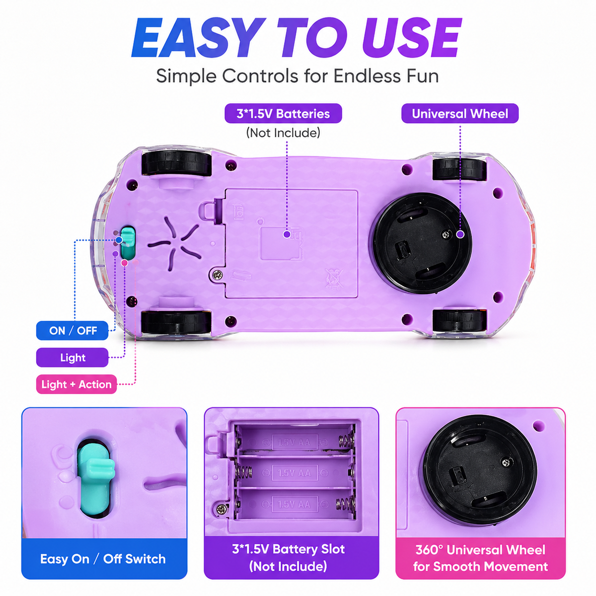 Goyal's Transparent Gear Vehicle Toy | 360° Rotating Multicolour Gear Toy with Lights & Music | Interactive 3D Concept Toy for Kids | Battery Operated