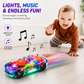 Goyal's Transparent Gear Vehicle Toy | 360° Rotating Multicolour Gear Toy with Lights & Music | Interactive 3D Concept Toy for Kids | Battery Operated