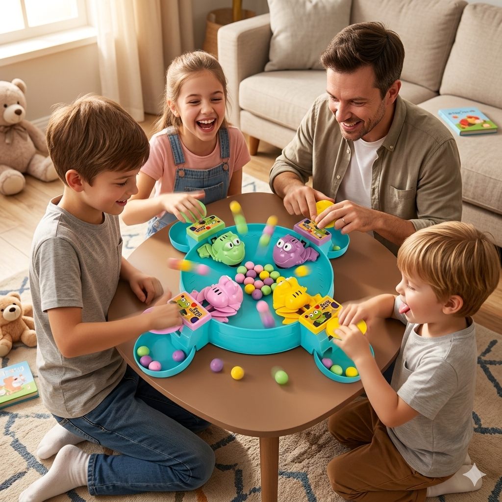 Goyal's Hungry Frog Game for Kids | 4-Player Bean Eating Family Board Game | Fast-Paced Hand-Eye Coordination & Strategy Game | No Batteries Required | Multicolour