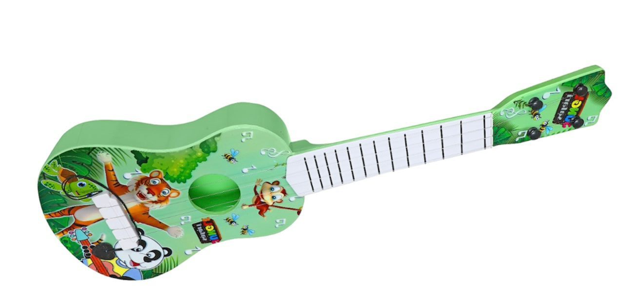 Goyal's Jungle Animal Design Natural Guitar Toy 4 Strings Early Educational Instruments Musical Gift Instruments Toys for Kids Toddlers Year of 3+