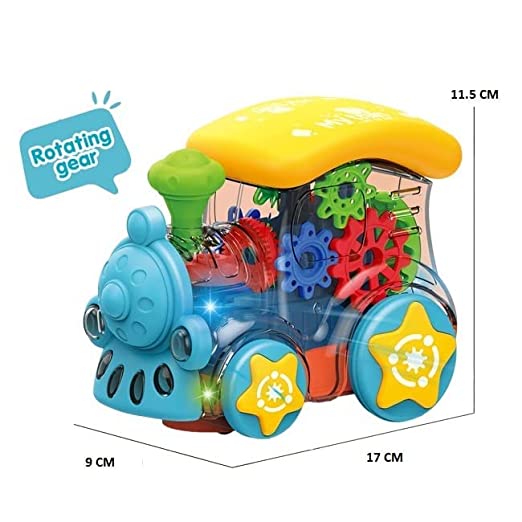 Goyal's Transparent Gear Big Engine 3D Concept Toys - 360° Rotating Vehicle, Gear Simulation Technology with Engine Sound and Colorful Lights for Kids 1 Year & Above (Gear Engine Large)