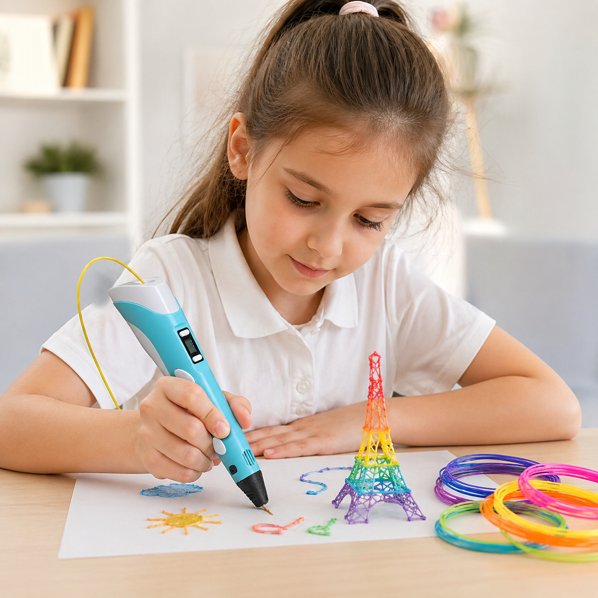 Goyal's 3D Printing Pen for Kids & Adults | Adjustable Speed & Temperature with LCD Display | 3D Drawing Pen for DIY, Art & Craft Projects | Includes 3 PLA Filaments