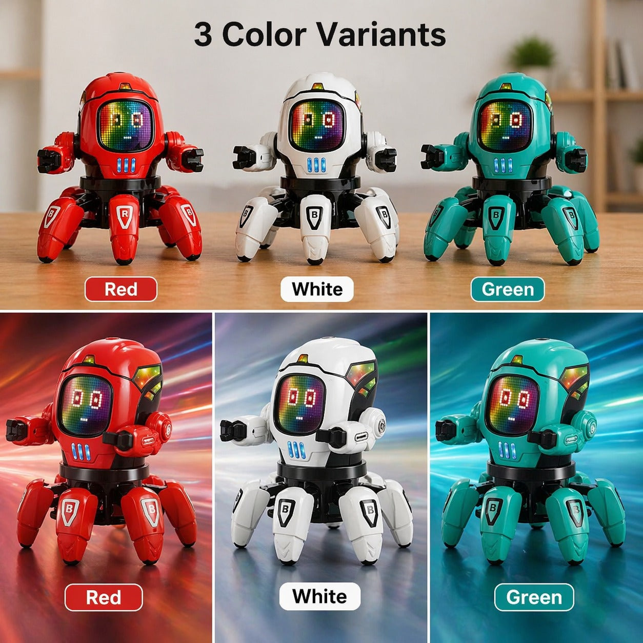 Goyal’s Dancing Six Claw Robot Toy with Music & LED Lights | Interactive Moving Robot for Kids | Musical Action Toy for Boys & Girls - Red
