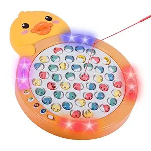 Goyal's Cute Duck Shape Round Fishing Fish Catching Game with Music & Lights - 45 Fishes 4 Ponds