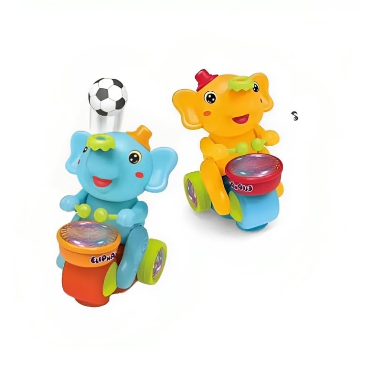 Goyal's Elephant Musician Toy, (Yellow) with Levitation Ball on Nose Along with Dazzling Light Drum Sound Music and Elephant Sound for Baby Toys