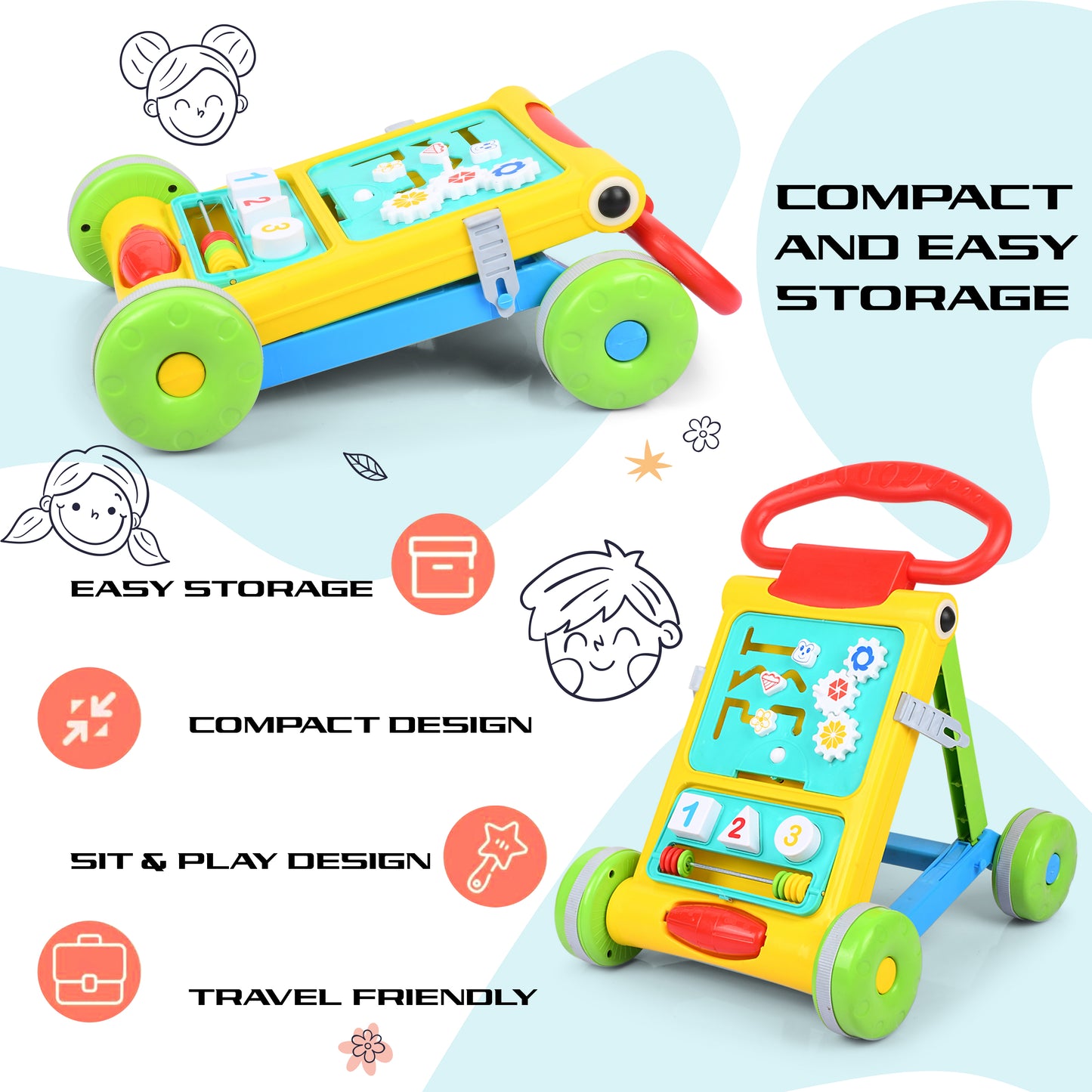 Goyal's Baby Activity Walker - Toddler Learning Toys for 6 Months -15 Months Old (Yellow)